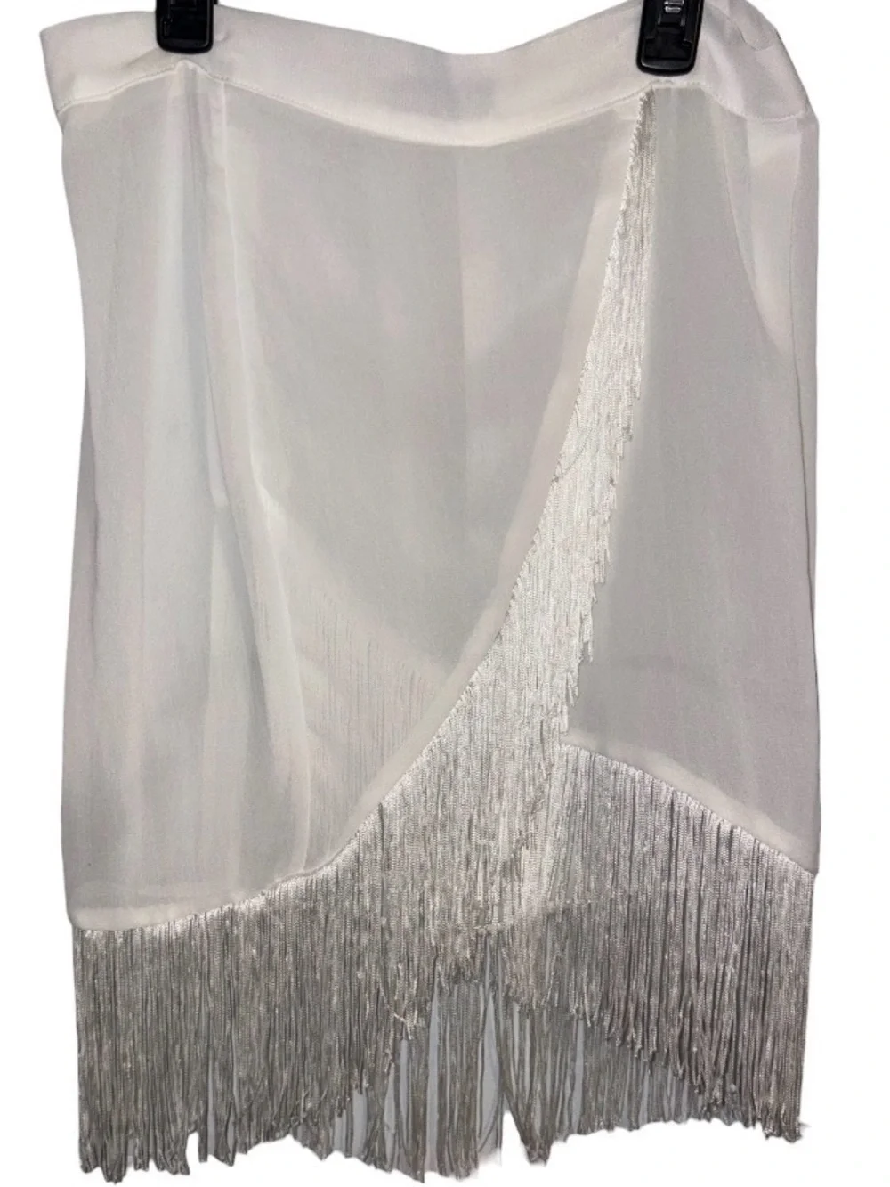 Prettylittlething  Swim suit Fringed Faux Wrap skirt coverup in white NEW!